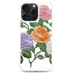 Embroidery Roses Floral Design Iphone 15 Pro Max Tpu Uv Print Case by Sabxi