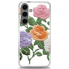 Embroidery Roses Floral Design Samsung Galaxy S24 6 2 Inch Tpu Uv Case by Sabxi