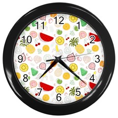 Pattern Seamless Texture Fruit Wall Clock (black) by Sabxi