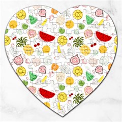 Pattern Seamless Texture Fruit Jigsaw Puzzle (heart) by Sabxi