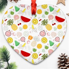 Pattern Seamless Texture Fruit Heart Ornament (two Sides) by Sabxi