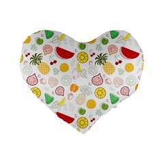 Pattern Seamless Texture Fruit Standard 16  Premium Heart Shape Cushions by Sabxi