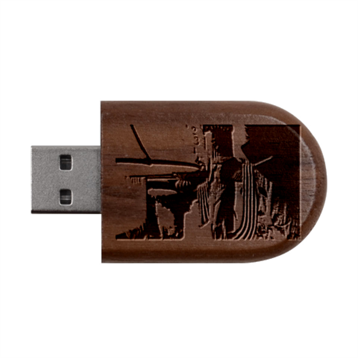 lady Wood Oval USB Flash Drive