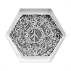 Peace Abstract Pattern Creative Drawing Hexagon Wood Jewelry Box by Posterlux