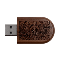 Peace Abstract Pattern Creative Drawing Wood Oval Usb Flash Drive by Posterlux