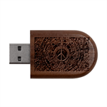 Peace Abstract Pattern Creative Drawing Wood Oval USB Flash Drive USB