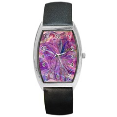 Pink On Magenta Barrel Style Metal Watch by kaleidomarblingart