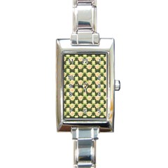 Retro 1880s Flowers Pattern 15 Rectangle Italian Charm Watch by violetheavensky