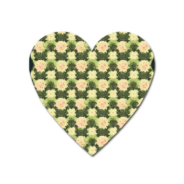 Retro 1880s Flowers Pattern 15 Heart Magnet