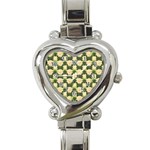 Retro 1880s Flowers Pattern 15 Heart Italian Charm Watch Front