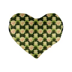 Retro 1880s Flowers Pattern 15 Standard 16  Premium Flano Heart Shape Cushions by violetheavensky