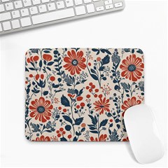 Retro Scandinavian Nordic Flowers Pattern Small Mousepad by violetheavensky