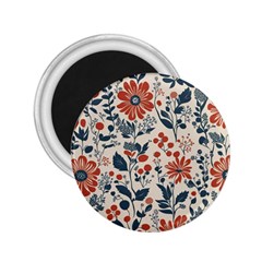 Retro Scandinavian Nordic Flowers Pattern 2 25  Magnets by violetheavensky