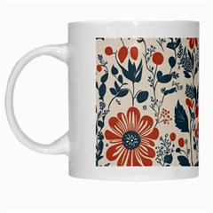 Retro Scandinavian Nordic Flowers Pattern White Mug by violetheavensky