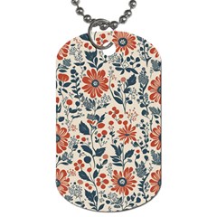 Retro Scandinavian Nordic Flowers Pattern Dog Tag (one Side) by violetheavensky