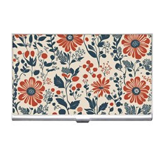 Retro Scandinavian Nordic Flowers Pattern Business Card Holder by violetheavensky