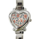 Retro Scandinavian Nordic Flowers Pattern Heart Italian Charm Watch Front