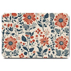 Retro Scandinavian Nordic Flowers Pattern Large Doormat by violetheavensky