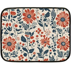 Retro Scandinavian Nordic Flowers Pattern Fleece Blanket (mini) by violetheavensky