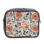 Retro Scandinavian Nordic Flowers Pattern Mini Toiletries Bag (Two Sides) Back