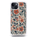 Retro Scandinavian Nordic Flowers Pattern iPhone 14 TPU UV Print Case Front