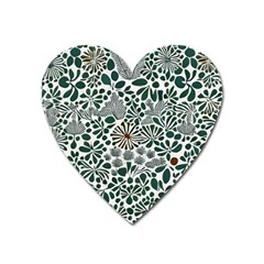 Retro Scandinavian Nordic Flowers Pattern 5 Heart Magnet by violetheavensky