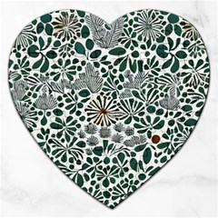 Retro Scandinavian Nordic Flowers Pattern 5 Jigsaw Puzzle (heart) by violetheavensky