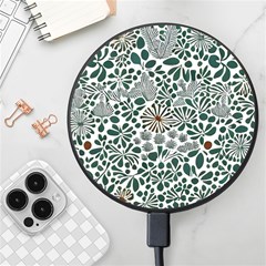 Retro Scandinavian Nordic Flowers Pattern 5 Wireless Fast Charger(black) by violetheavensky