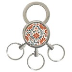 Retro Scandinavian Nordic Flowers Pattern 3 3-Ring Key Chain Front