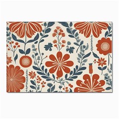 Retro Scandinavian Nordic Flowers Pattern 3 Postcard 4 x 6  (pkg Of 10) by violetheavensky