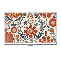 Retro Scandinavian Nordic Flowers Pattern 3 Business Card Holder by violetheavensky