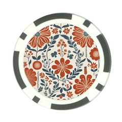 Retro Scandinavian Nordic Flowers Pattern 3 Poker Chip Card Guard by violetheavensky