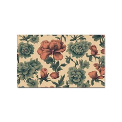 Victorian Beige And Teal Flower Pattern Sticker Rectangular (100 Pack) by violetheavensky