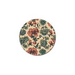 Victorian Beige And Teal Flower Pattern Golf Ball Marker (4 Pack) by violetheavensky