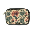 Victorian Beige And Teal Flower Pattern Coin Purse Front