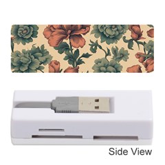 Victorian Beige And Teal Flower Pattern Memory Card Reader (stick) by violetheavensky