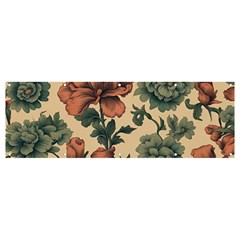 Victorian Beige And Teal Flower Pattern Banner And Sign 12  X 4  by violetheavensky