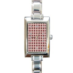 Retro 60s 50s Plaid Pattern 2 Rectangle Italian Charm Watch by violetheavensky