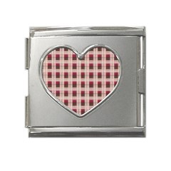 Retro 60s 50s Plaid Pattern 2 Mega Link Heart Italian Charm (18mm) by violetheavensky