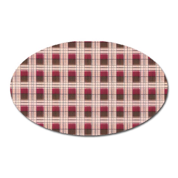 Retro 60s 50s Plaid Pattern 2 Oval Magnet