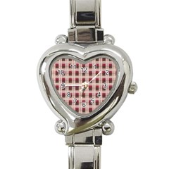 Retro 60s 50s Plaid Pattern 2 Heart Italian Charm Watch by violetheavensky