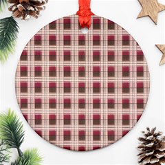 Retro 60s 50s Plaid Pattern 2 Round Ornament (two Sides) by violetheavensky