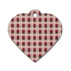 Retro 60s 50s Plaid Pattern 2 Dog Tag Heart (two Sides) by violetheavensky