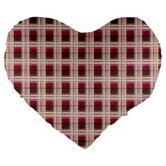 Retro 60s 50s Plaid Pattern 2 Large 19  Premium Flano Heart Shape Cushions by violetheavensky