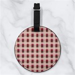 Retro 60s 50s Plaid Pattern 2 Nappa Leather Luggage Tag Round Front