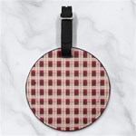 Retro 60s 50s Plaid Pattern 2 Nappa Leather Luggage Tag Round Back