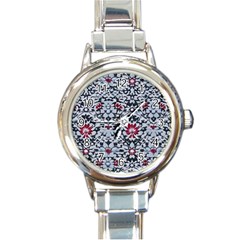 Gothic Leaf Pattern 6 Round Italian Charm Watch by violetheavensky