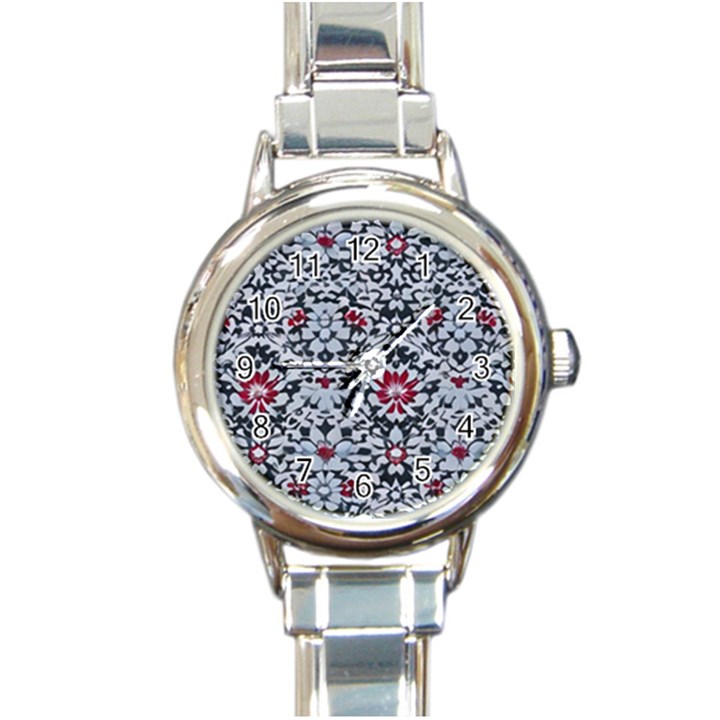 Gothic Leaf Pattern 6 Round Italian Charm Watch