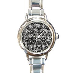 Gothic Leaf Pattern 2 Round Italian Charm Watch by violetheavensky