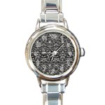 Gothic Leaf Pattern 2 Round Italian Charm Watch Front